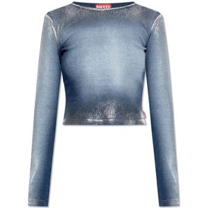 Diesel, Dames, Tops, Blauw, Maat: 2XS Katoen,
