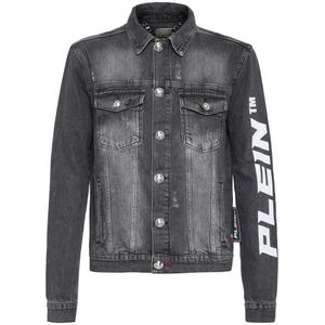 Philipp Plein, Heren, Jassen, Grijs, Maat: 2XL Denim,