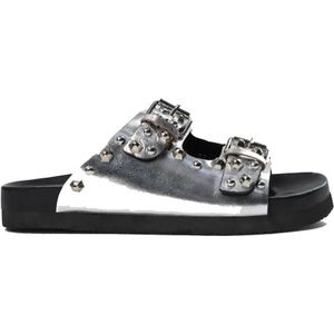Sofie Schnoor - Sandalen - Grijs - Leer - Dames - Zilveren Gespen