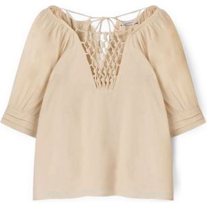 Motivi, Dames, Blouses & Shirts, Beige, Maat: XS Katoen,