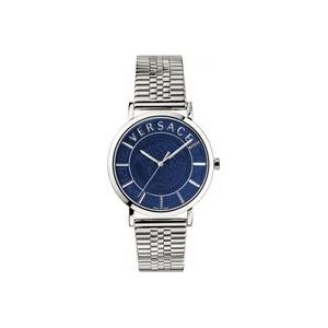 Versace Essential Blauw Roestvrij Stalen Horloge , Gray , Heren , Maat: ONE Size