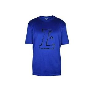 Lanvin Elektrisch Blauw L Logo T-Shirt , Blue , Heren , Maat: L