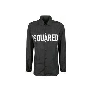 Dsquared2 Casual overhemd met drukknoopsluiting , Black , Heren , Maat: L