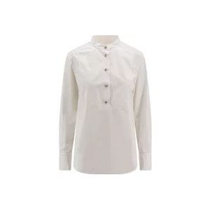 Chloé Katoenen shirt met metalen knopen , White , Dames , Maat: M