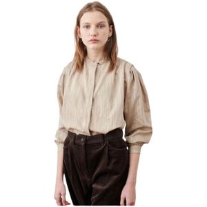 Sessun, Dames, Blouses & Shirts, Beige, Maat: S Viscose,