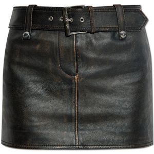 Alexander McQueen, Dames, Rokken, Bruin, Maat: XS Leer,