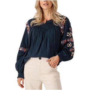 Louizon, Dames, Blouses & Shirts, Blauw, Maat: Xs/S Katoen,