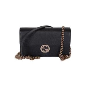 Gucci Interlocking Chain Wallet Tas , Black , Dames , Maat: ONE Size