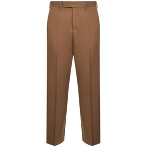 Fendi, Heren, Broeken, Bruin, Maat: M Wol,
