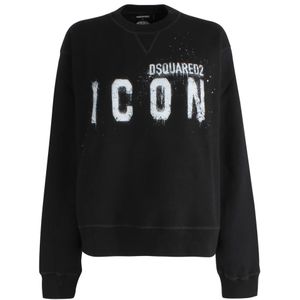 Dsquared2, Dames, Sweatshirts & Hoodies, Zwart, Maat: S Katoen,