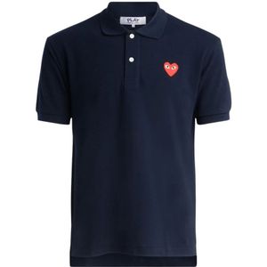 Comme des Garçons Play, Heren, Tops, Blauw, Maat: M Katoen,