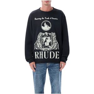 Rhude, Heren, Sweatshirts & Hoodies, Zwart, Maat: XL Katoen,