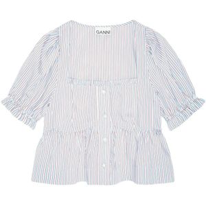 Ganni, Dames, Blouses & Shirts, Blauw, Maat: M Viscose,