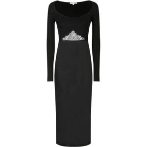 Patrizia Pepe, Dames, Jurken, Zwart, Maat: S Wol,