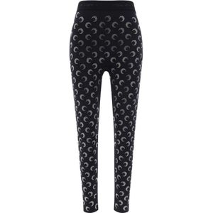 Marine Serre, Dames, Broeken, Zwart, Maat: S