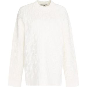 Fendi Gebreide trui met FF-motief , White , Dames , Maat: S