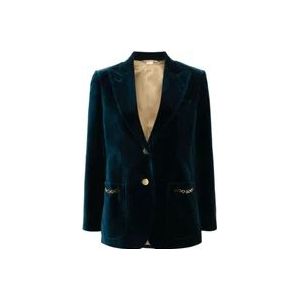 Gucci Blauwe Velours Blazer met Peak Revers , Blue , Dames , Maat: M