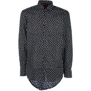 Hugo - Overhemden - Zwart - Stretch Katoenmix - Regular Fit