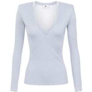 Elisabetta Franchi, Dames, Truien, Blauw, Maat: M Viscose,