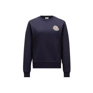 Moncler Navy Logo Patch Sweatshirt Casual Style , Blue , Dames , Maat: M