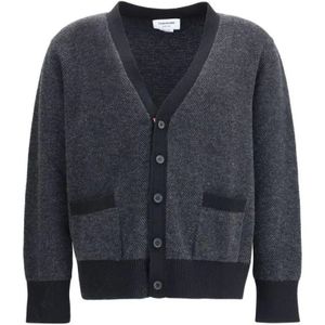 Thom Browne, Heren, Truien, Zwart, Maat: M Wol,