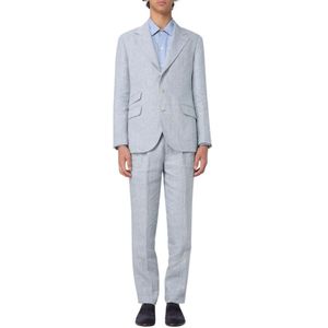 Brunello Cucinelli, Heren, Pakken, Grijs, Maat: 2XL Linnen,