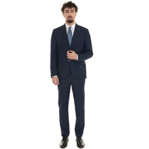 Paoloni, Heren, Pakken, Blauw, Maat: L Wol,