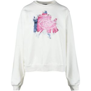 Diesel, Dames, Sweatshirts & Hoodies, Wit, Maat: XL Katoen,