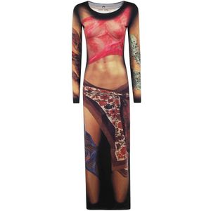 Marine Serre, Dames, Jurken, Veelkleurig, Maat: L Jersey,