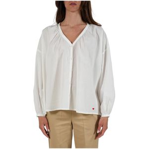 Notshy, Dames, Blouses & Shirts, Wit, Maat: M Katoen,