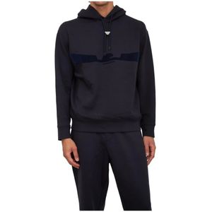 Emporio Armani, Heren, Sweatshirts & Hoodies, Blauw, Maat: M Katoen,