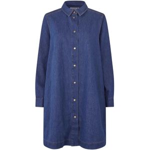 Masai, Dames, Jurken, Blauw, Maat: S Denim,