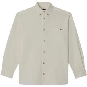 A.p.c., Heren, Overhemden, Beige, Maat: L Katoen,