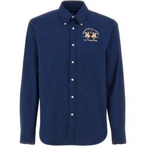 La Martina, Heren, Overhemden, Blauw, Maat: M Katoen,