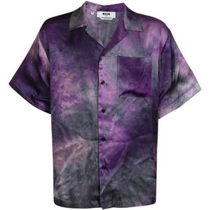 Msgm, Heren, Overhemden, Paars, Maat: M Viscose,