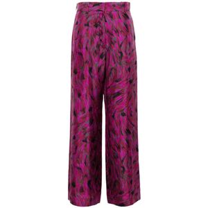 Lanvin Fuchsia Zijden Kwaststreep Broek , Purple , Dames , Maat: S