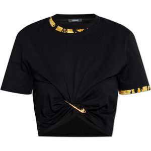 Versace, Dames, Tops, Zwart, Maat: L Katoen,