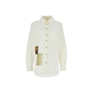 Lanvin Witte stretch denim overhemd - Stijlvol en comfortabel , White , Dames , Maat: 2XS