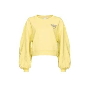 Pinko Gele geborduurde juweel sweatshirt Ceresole , Yellow , Dames , Maat: M