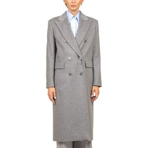Max Mara Studio, Dames, Mantels, Grijs, Maat: S Wol,