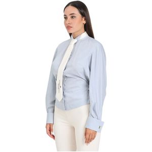 Elisabetta Franchi, Dames, Blouses & Shirts, Blauw, Maat: M Satijn,