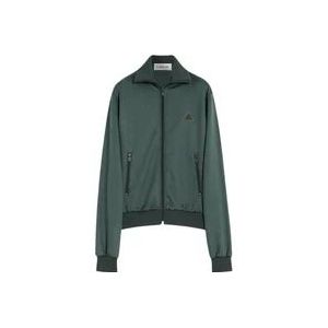 Lanvin Donkergroene Wollen Blouson met Driehoekig Logo Borduursel , Green , Heren , Maat: S