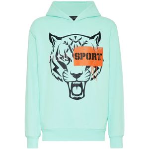 Plein Sport, Heren, Sweatshirts & Hoodies, Groen, Maat: L Katoen,