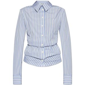 The Attico, Dames, Blouses & Shirts, Blauw, Maat: 2XS Katoen,