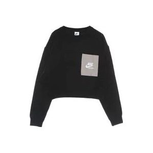 Nike Heritage Fleece Crewneck Sweatshirt voor dames , Black , Dames , Maat: L