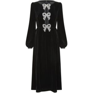 Saloni, Dames, Jurken, Zwart, Maat: XL Velours,