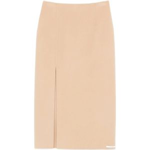 Sportmax, Dames, Rokken, Beige, Maat: 2XS Wol,