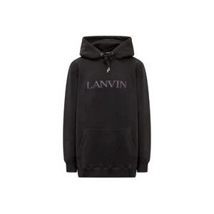 Lanvin Zwarte hoodie sweatshirt met geborduurd logo , Black , Heren , Maat: S