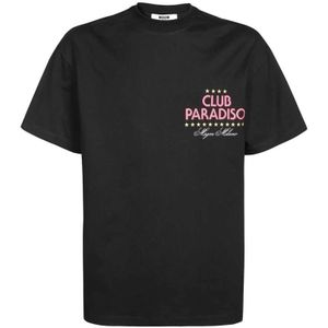 Msgm, Heren, Tops, Zwart, Maat: S Katoen,