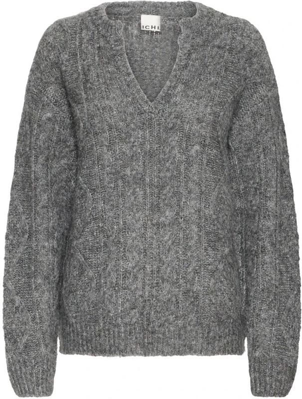 Ichi, Dames, Truien, Grijs, Maat: L Leer,